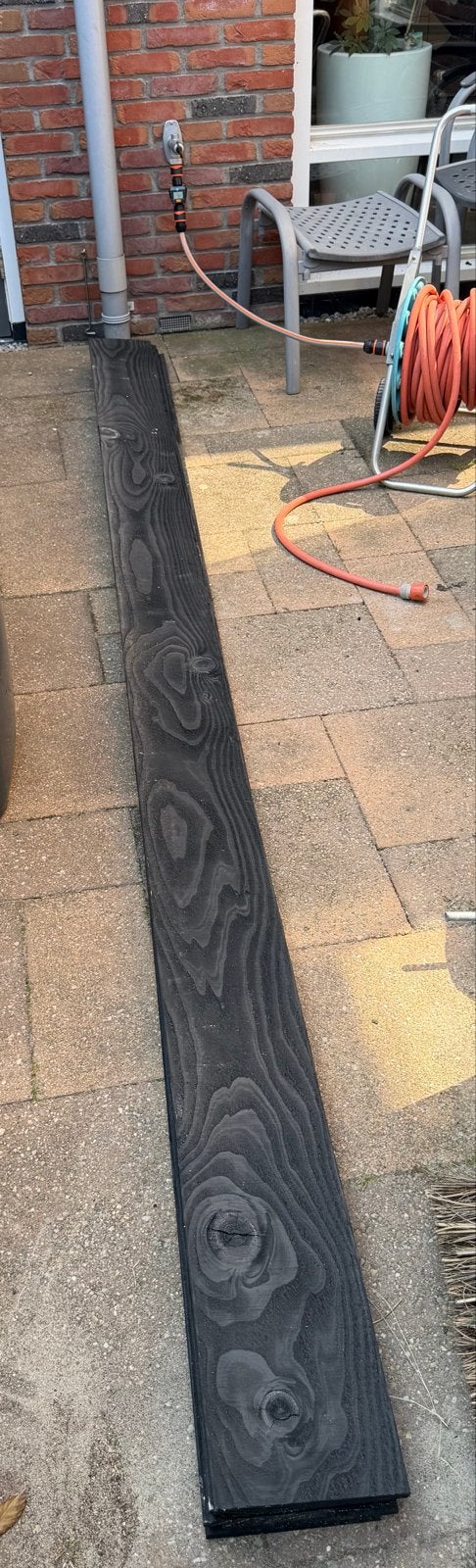 Zwarte houten rabat delen douglas300 cm of meer,  nieuw, Doe-het-zelf en Verbouw, Hout en Planken, Minder dan 25 mm, Nieuw, Plank