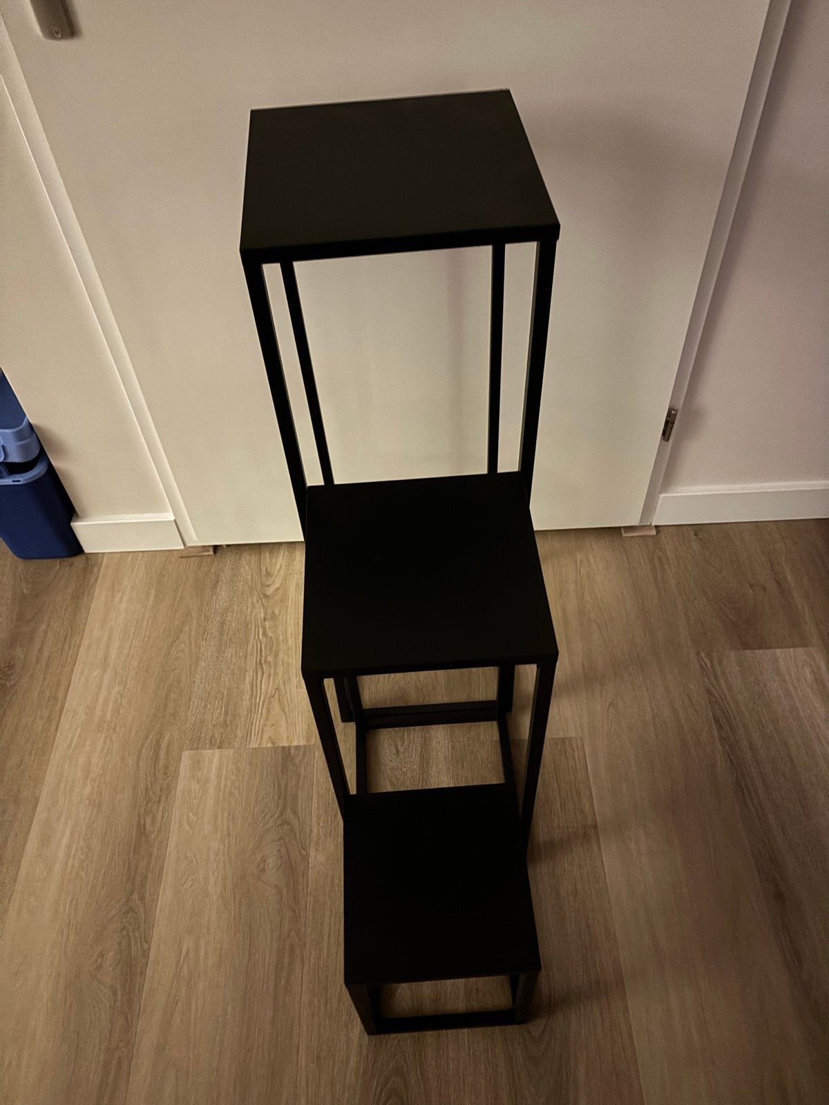 Set van 3 zwarte metalen plantenstandaards/sokkels, Huis en Inrichting, Woonaccessoires | Overige, Ophalen, Zwart, Zo goed als nieuw