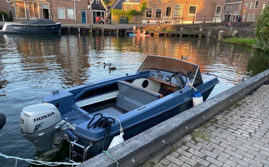 Super nette vaarbewijsvrije motorboot – Honda 10pk, Ophalen, Gebruikt, Minder dan 70 pk, Buitenboordmotor