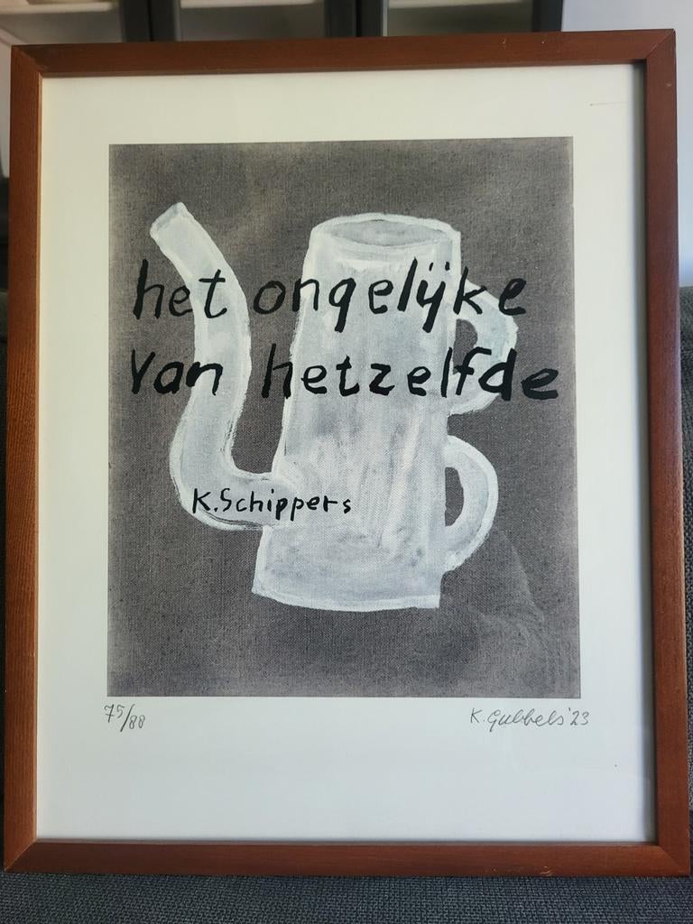 Klaas Gubbels, zeefdruk, beperkte oplage, uniek door text!, Ophalen, Zo goed als nieuw