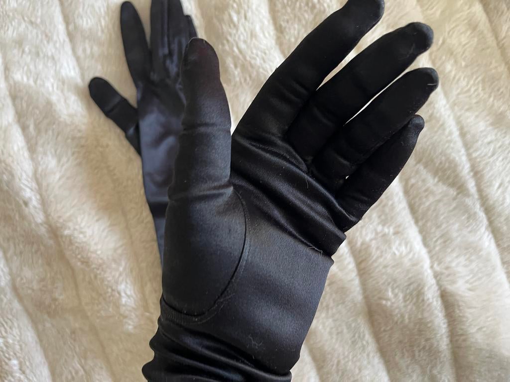 Vintage Zwarte Chique Uitgaanshandschoenen - Maat XS, Ophalen of Verzenden, Zo goed als nieuw, Maat 36 (S), Handschoenen