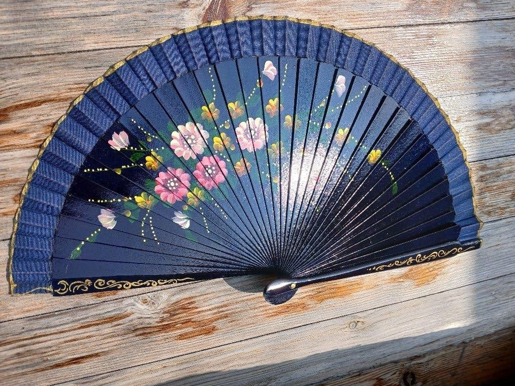 vintage handbeschilderde japanse handwaaier, Ophalen of Verzenden