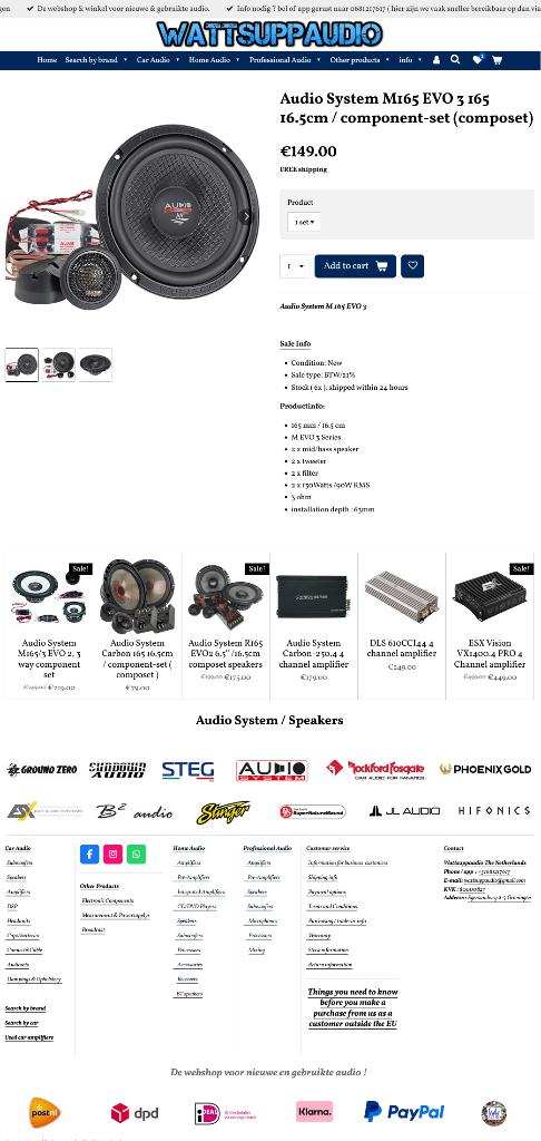 Audio System M165 EVO 3 16.5cm Composet / Speakers 6.5'', Info@optimount.nl, Nieuw, Ophalen of Verzenden, Anholtseweg 48A 7091 HB DINXPERLO