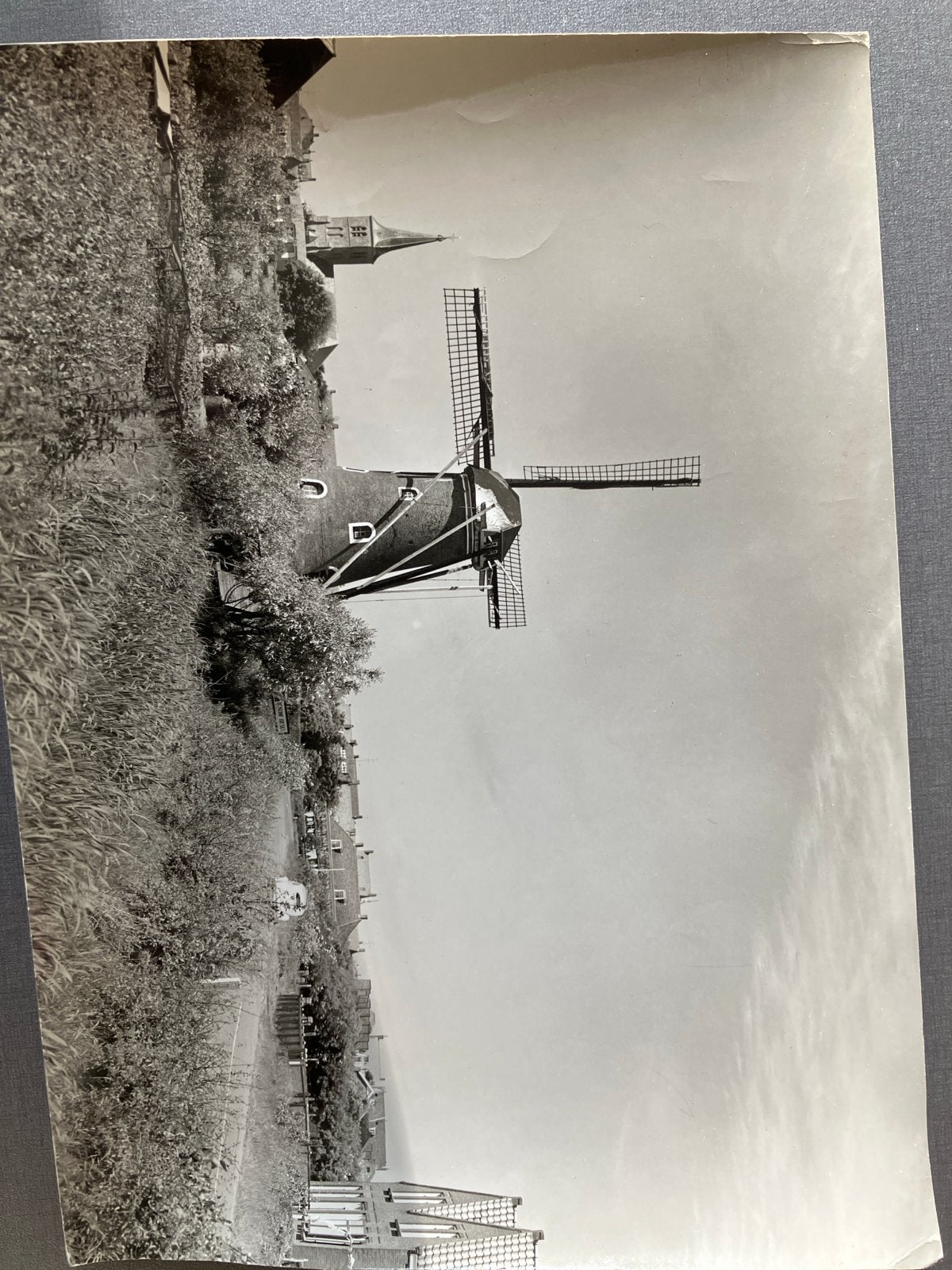 Zwart-wit foto van molen in Vlissingen, 18x24 cm, Gebruikt, Verzenden, Foto, Gebouw