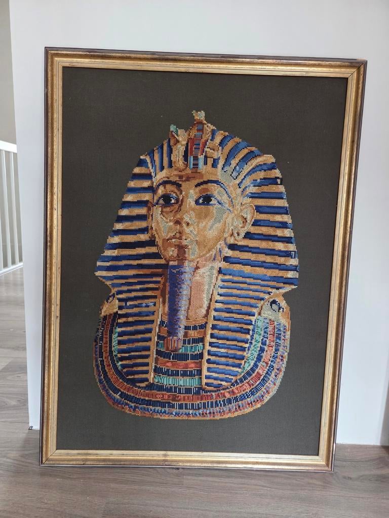 Borduurwerk Toetanchamon 70x100cm, Overige typen, Ophalen of Verzenden, Zo goed als nieuw, 75 tot 100 cm