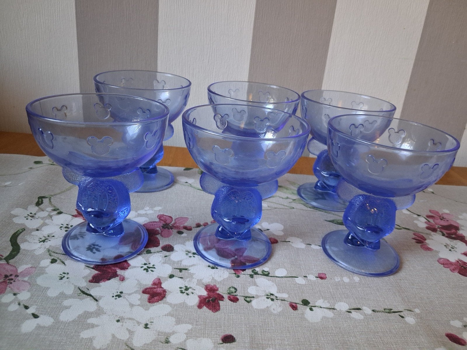 6 Mickey mouse  glazen, Ophalen, Mickey Mouse, Zo goed als nieuw, Servies