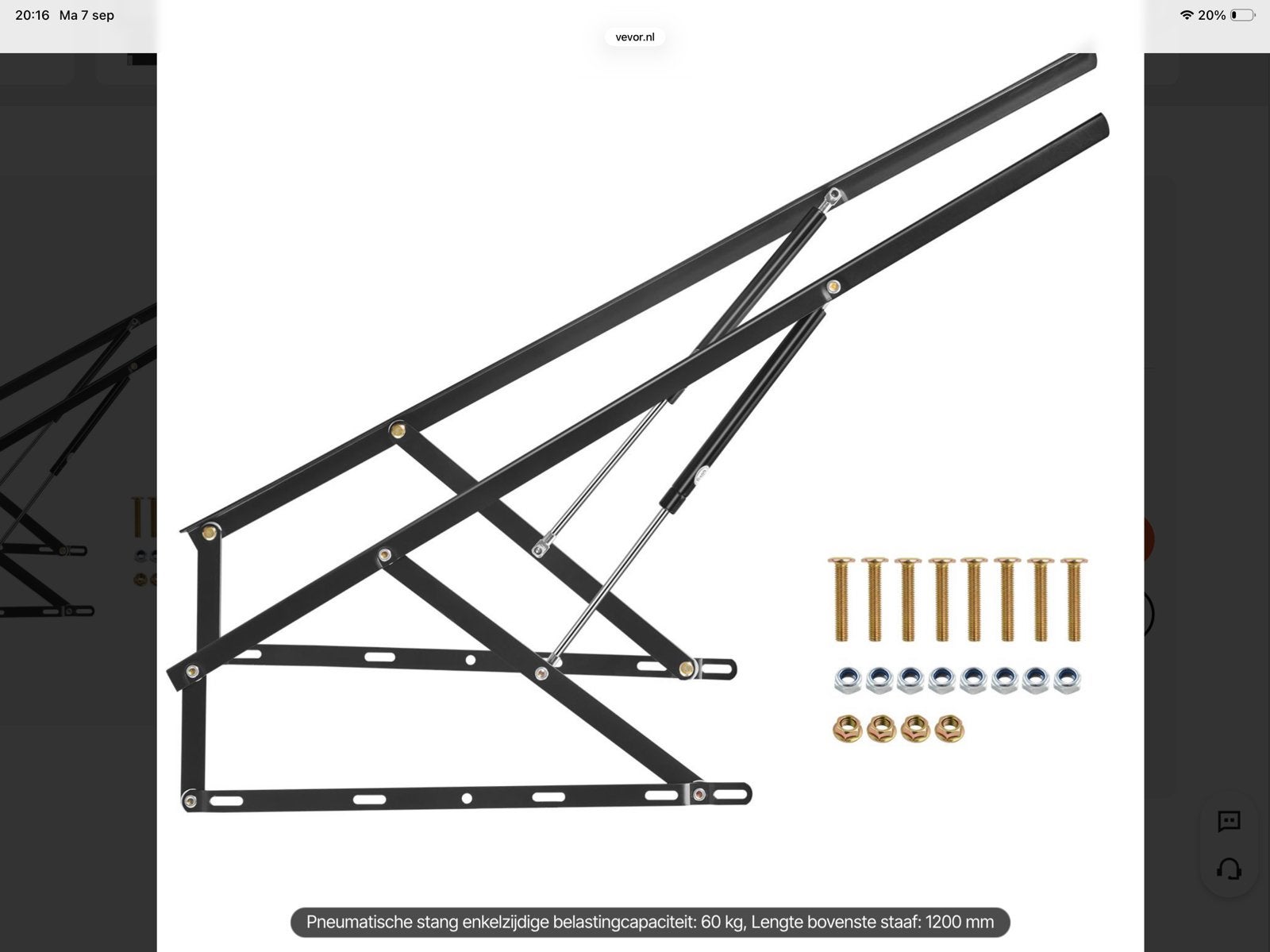 Bedlift scharnieren van Vevor, Ophalen, Nieuw, Eenpersoons, Hout