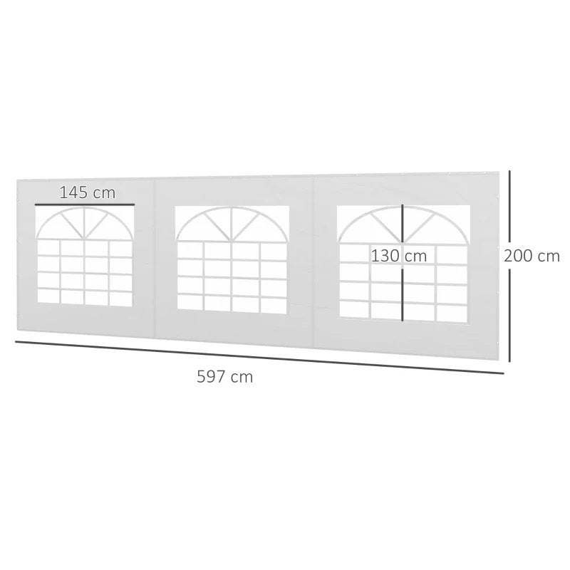 Zijwand voor Partytent/Carport 6m met 3 Ramen - Waterdicht, Partytent, Minder dan 4 meter, Nieuw, A
