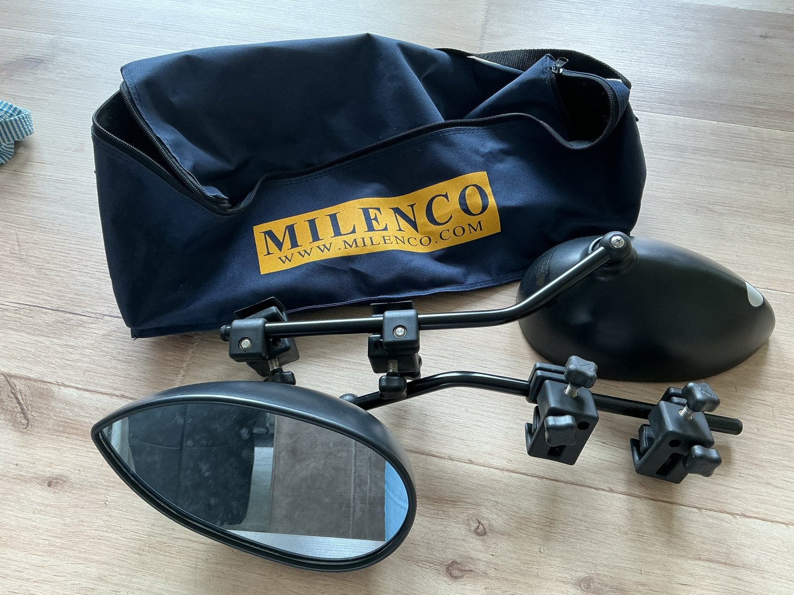 Milenco caravanspiegels - Set van 2 met opbergtas, Auto-onderdelen, Spiegels, Ophalen of Verzenden, Gebruikt, Universele onderdelen