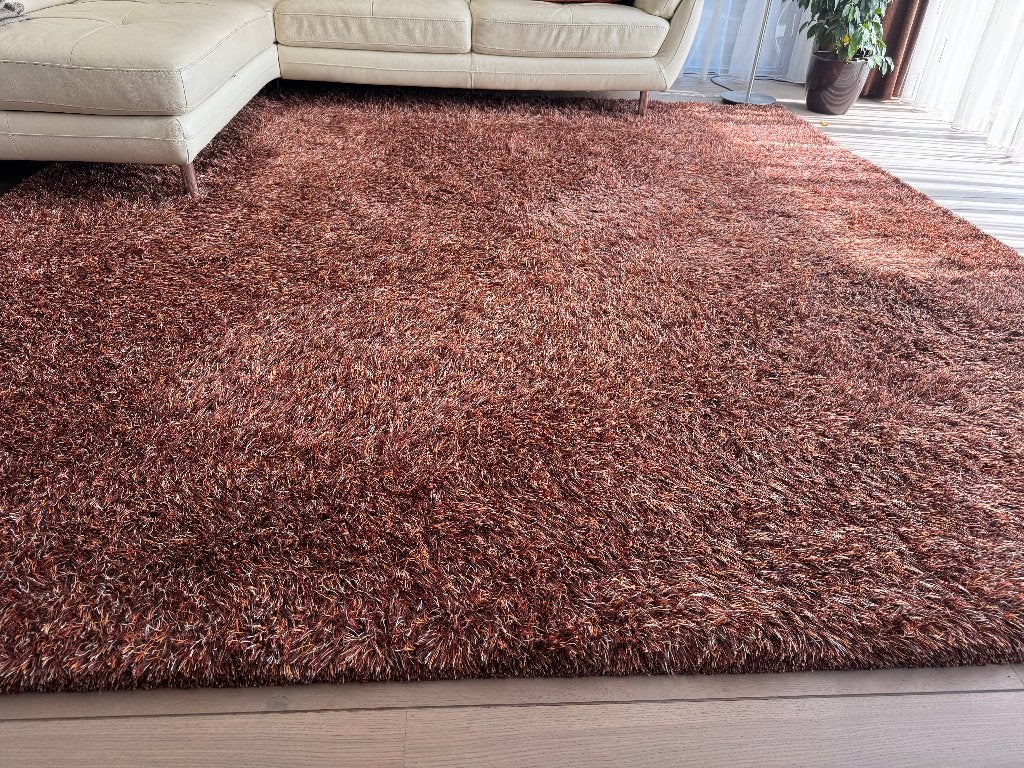 Millenpoort design vloerkleed 3 x 2,9m langpolig, Ophalen, Gebruikt, Bruin, 200 cm of meer