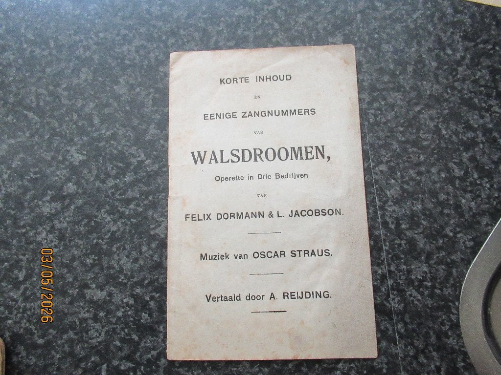 ANTIEK BOEKJE- OPERETTE -WALSDROOMEN-OSCAR STRAUSS-1908/1909, Ophalen of Verzenden, Gelezen, Overige onderwerpen
