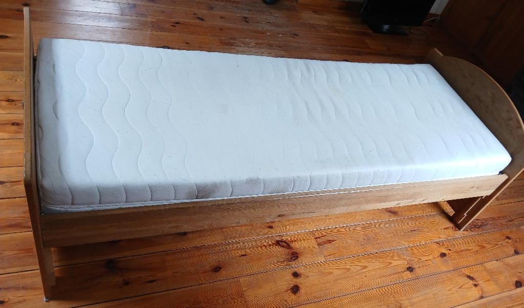 Eiken Bed, Ophalen, Gebruikt, Eenpersoons, Bruin