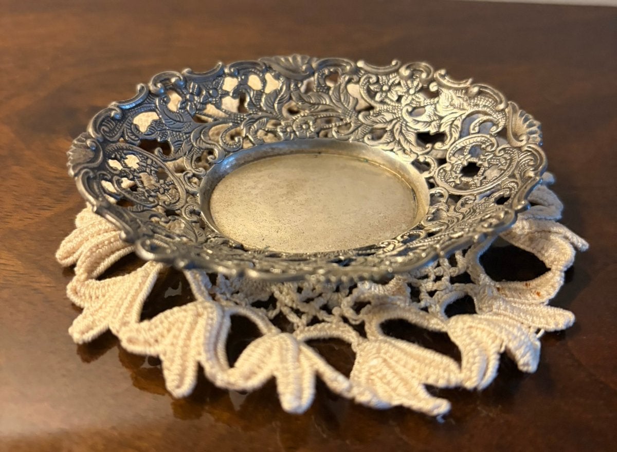 Antiek Zilveren Schaaltje met Kleedje, Ophalen of Verzenden, Zilver