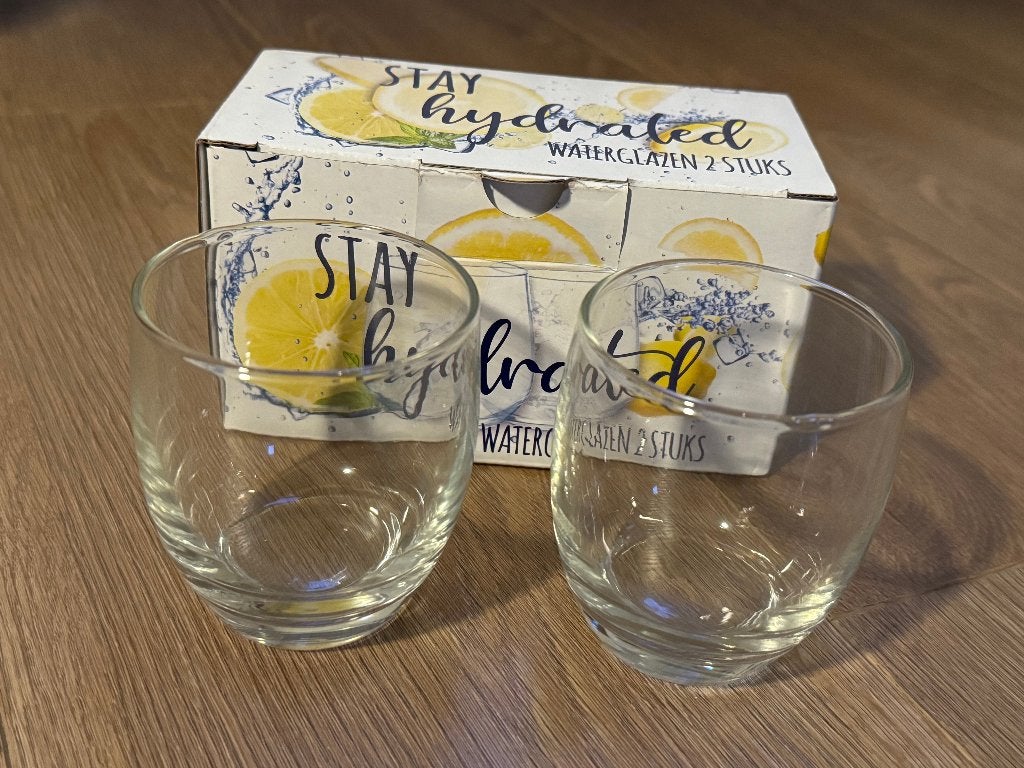 2 waterglazen / glazen nieuw, Glas of Glazen, Nieuw, Ophalen of Verzenden, Glas