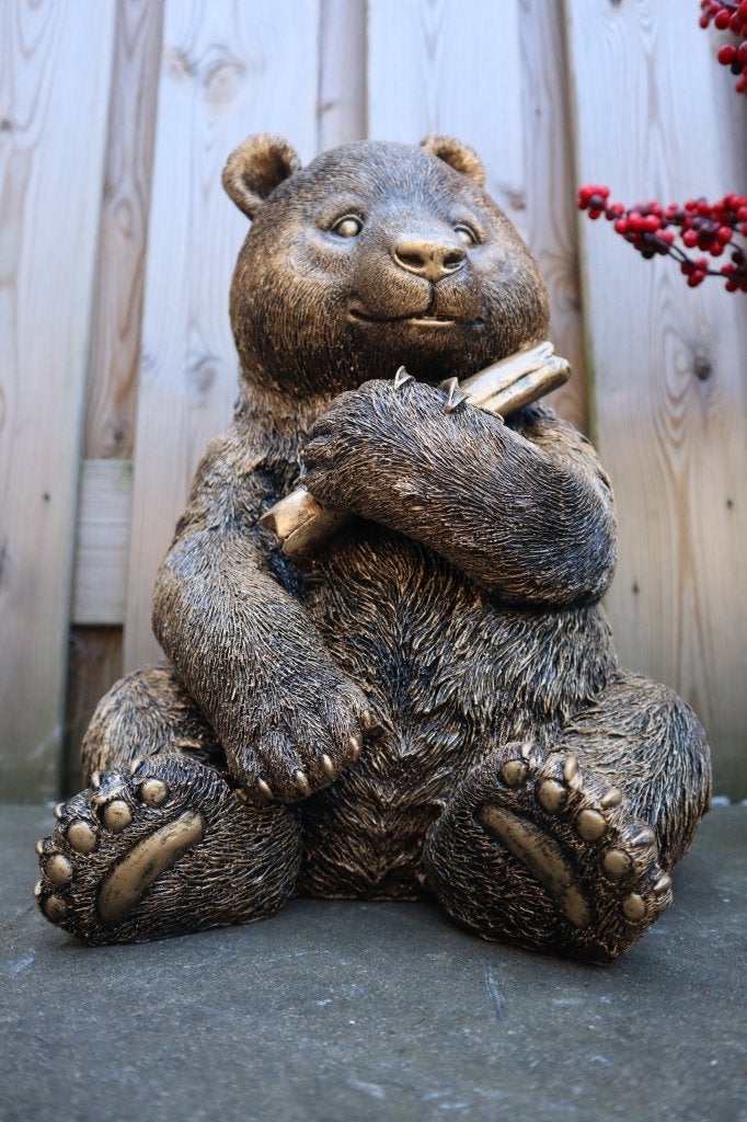 Panda beeld goud 40 cm – decoratie dierenbeeld, -, -, Nieuw, Kunststof