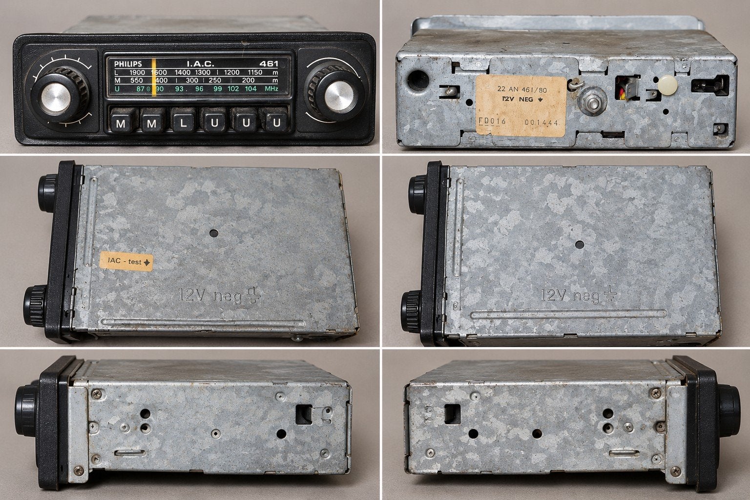Vintage Philips I.A.C. 461 autoradio – oldtimer radio, Auto diversen, Ophalen of Verzenden