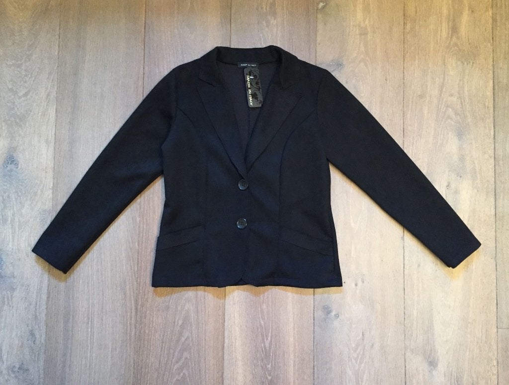 Nieuw €55: zwart suèdine jasje; made in Italy; maat 36/38, Made in Italy, Zwart, Nieuw, Ophalen of Verzenden