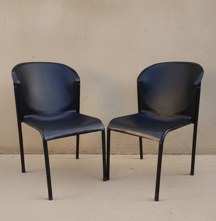 20 x Kembo Holland vintage stoelen zwart kuipstoelen kantine, Kunststof, Zwart, Ophalen of Verzenden, Zo goed als nieuw