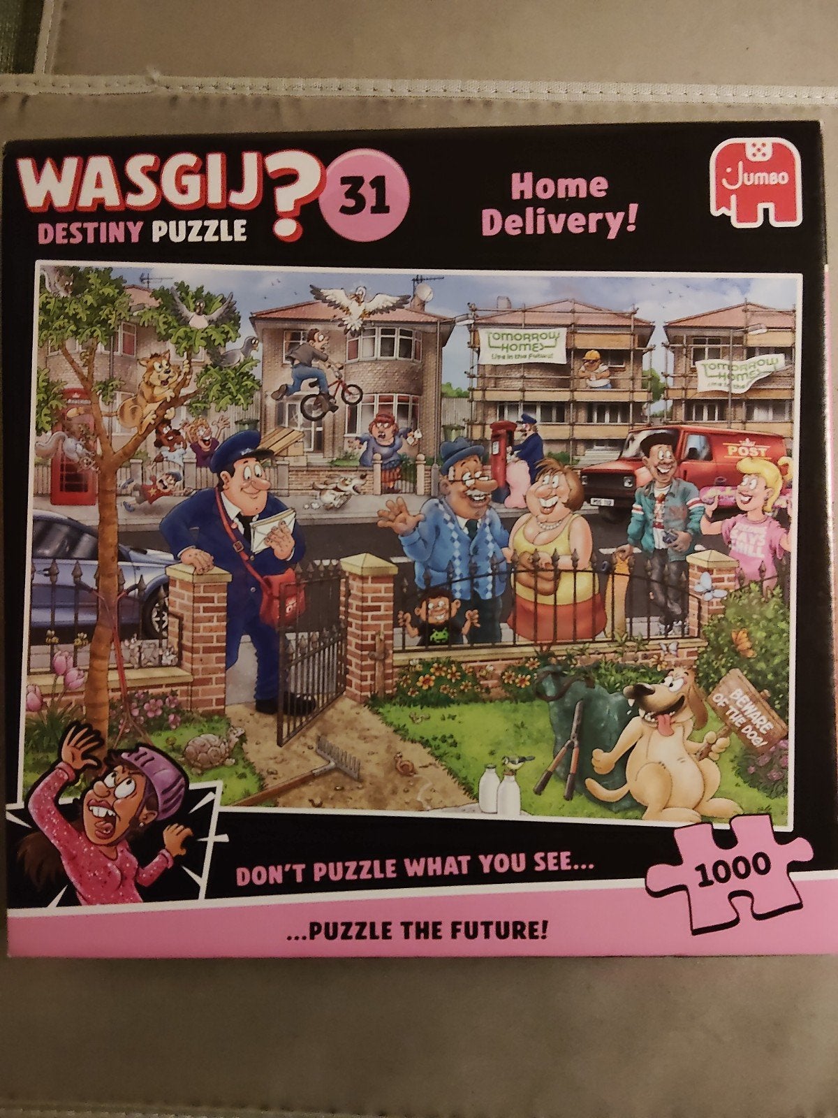Wasgij? 31 Destiny Puzzel - Home Delivery! 1000 stukjes, Ophalen of Verzenden, Meer dan 50 stukjes, Zo goed als nieuw, 6 jaar of ouder