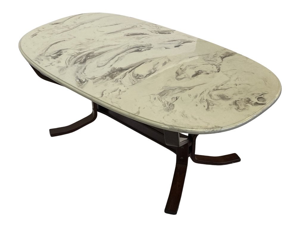 Vintage Salontafel Marmer Hout Minimalist design Zweden, Ophalen, Gebruikt, 100 tot 150 cm, Overige materialen