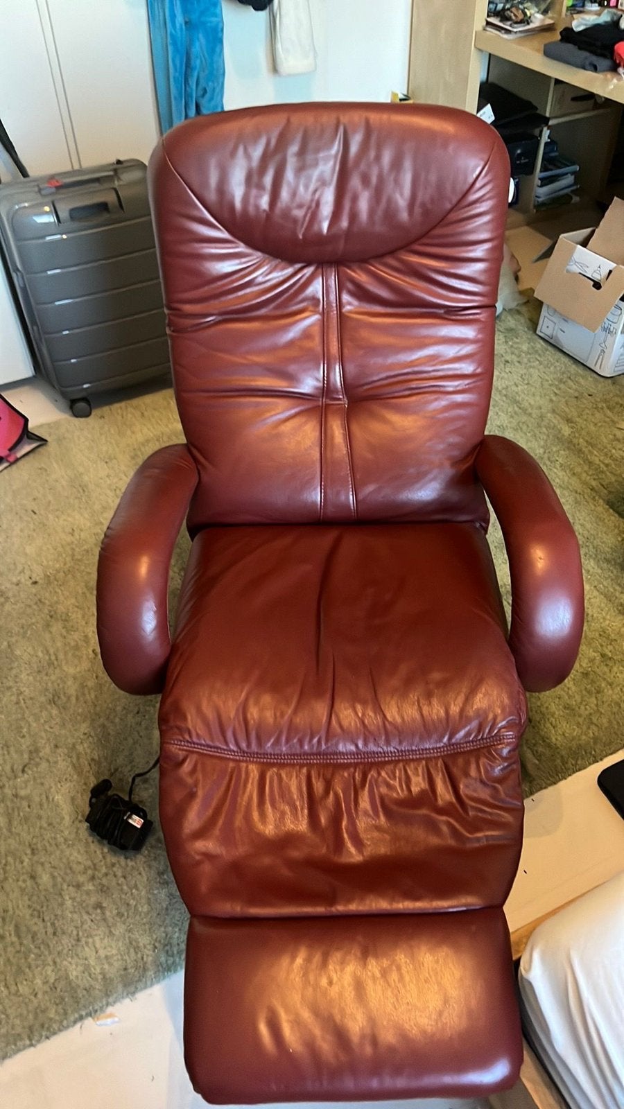 Elastoform Relaxfauteuil - rood Leer, Ophalen, Gebruikt, Leer, Eén