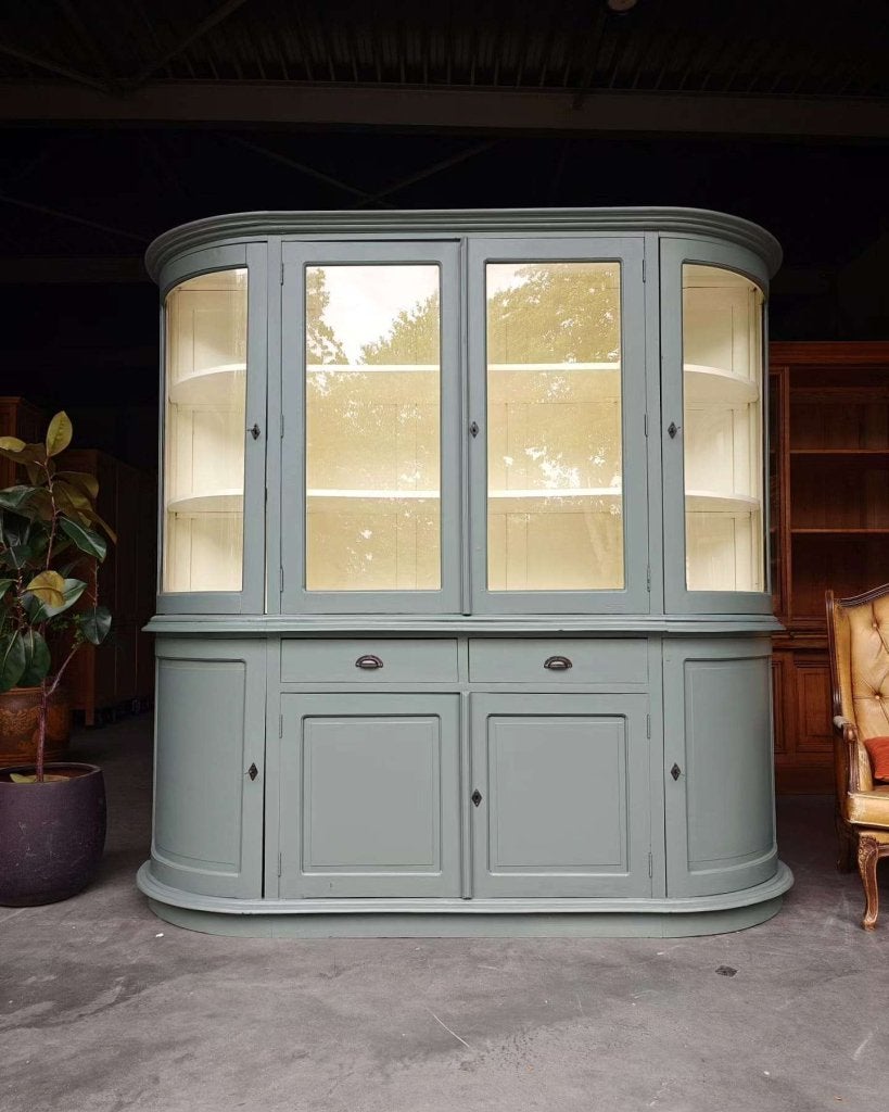 Prachtige halfronde vitrinekast | "Eucalyptus" #6183, Huis en Inrichting, Metaal, Met deur(en), -, 200 cm of meer