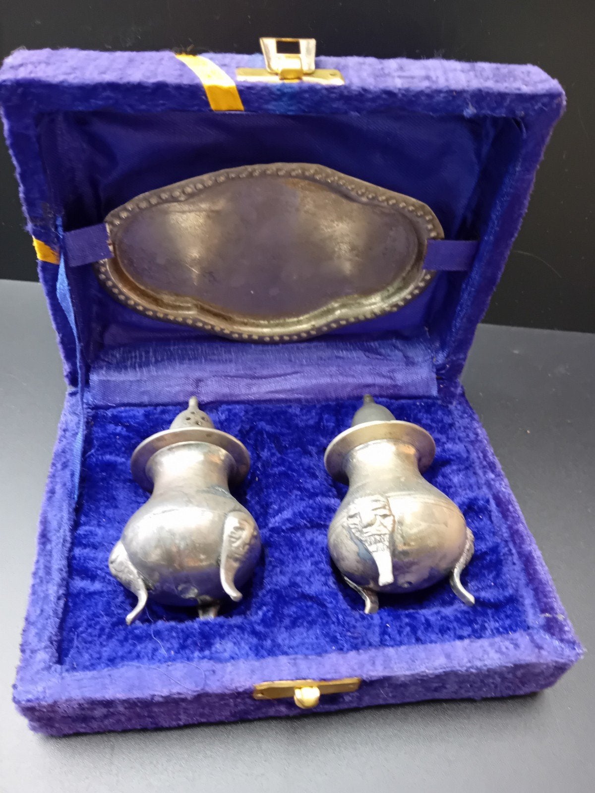 Vintage Zilverkleurige Zout- en Peperstrooiers in Doosje, Verzenden, Zilver