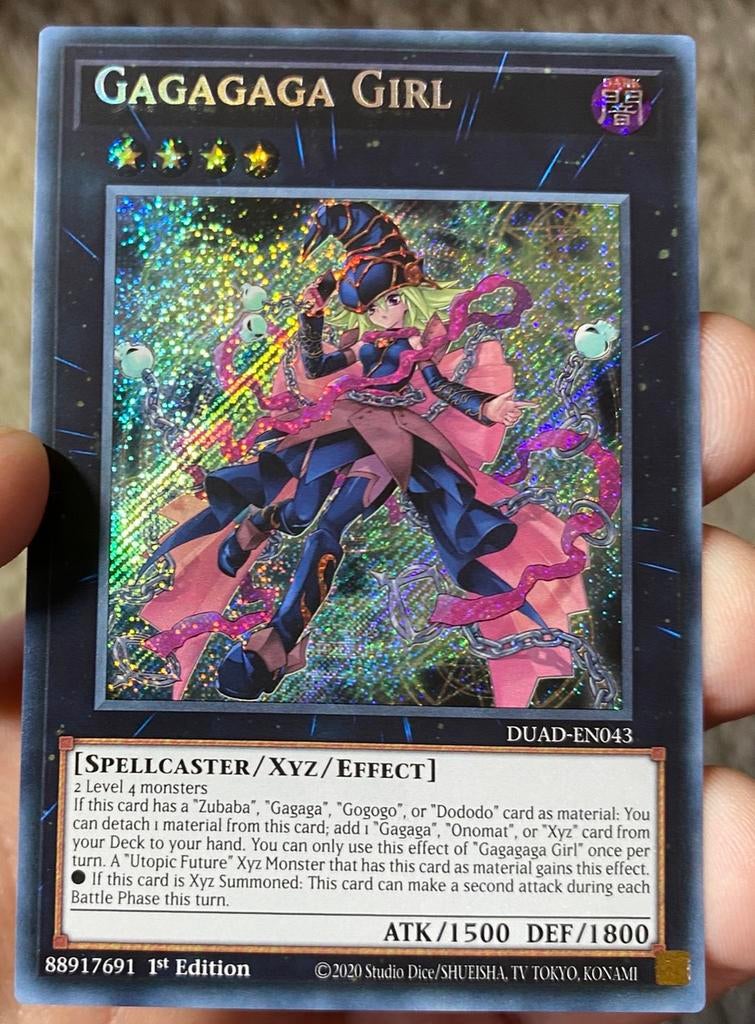 Yu-Gi-Oh! Gagagaga Girl DUAD 1st Edition !, Ophalen of Verzenden, Zo goed als nieuw, Losse kaart, Foil