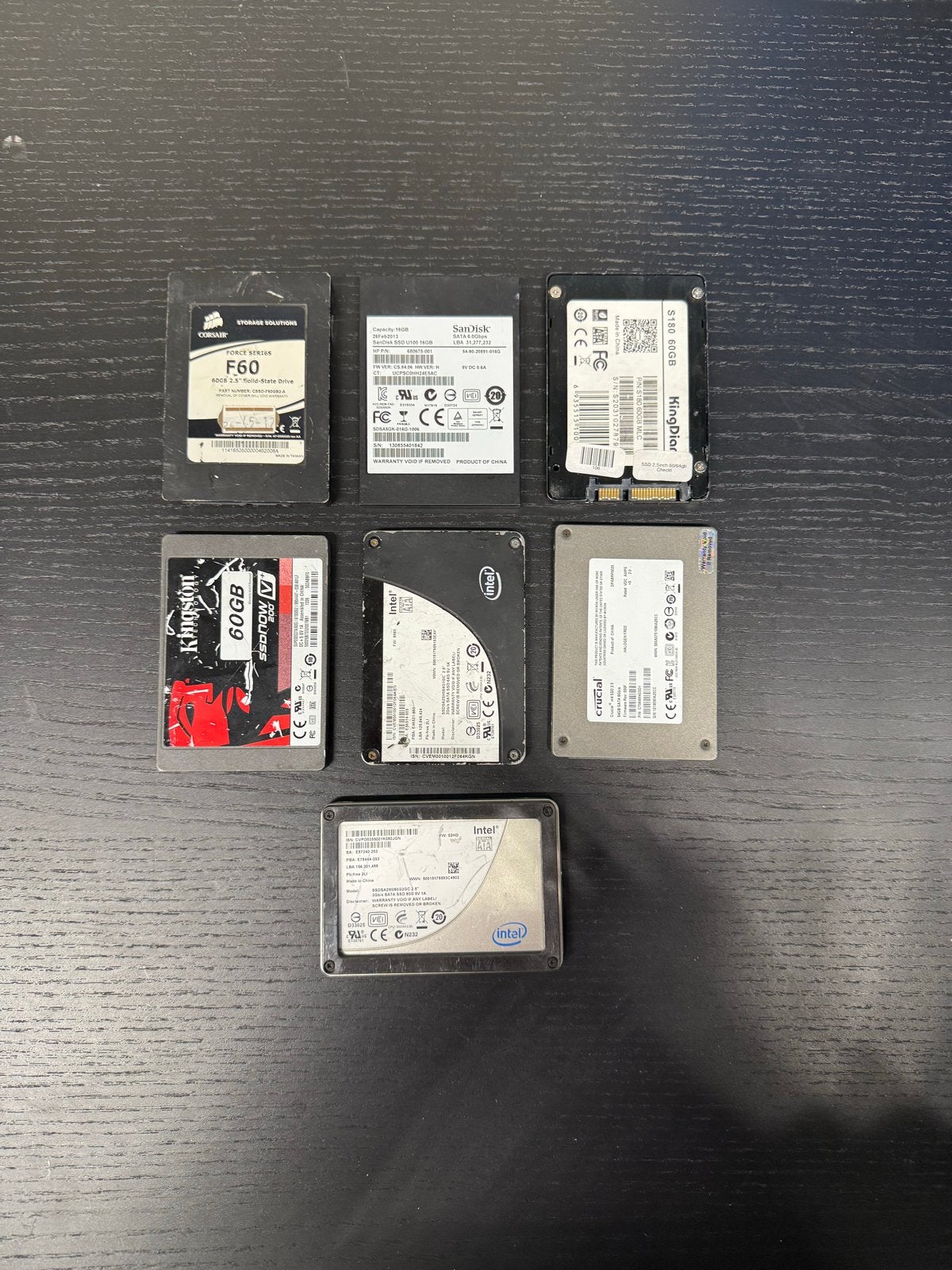 Partij 7x 60GB SSD's getest, Computers en Software, Harde schijven, Intern, Gebruikt, Server, Ophalen of Verzenden