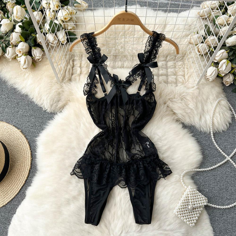 Zwarte dames body / bodysuit doorzichtige lingerie pakje, Verzenden, Zwart, Body of Korset