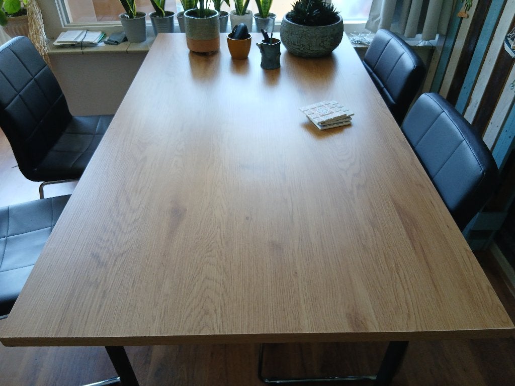 AABENRAA Eettafel AABENRAA 90x160 warm eiken kleur/zwart, 50 tot 100 cm, Zo goed als nieuw, Vijf personen of meer, 150 tot 200 cm
