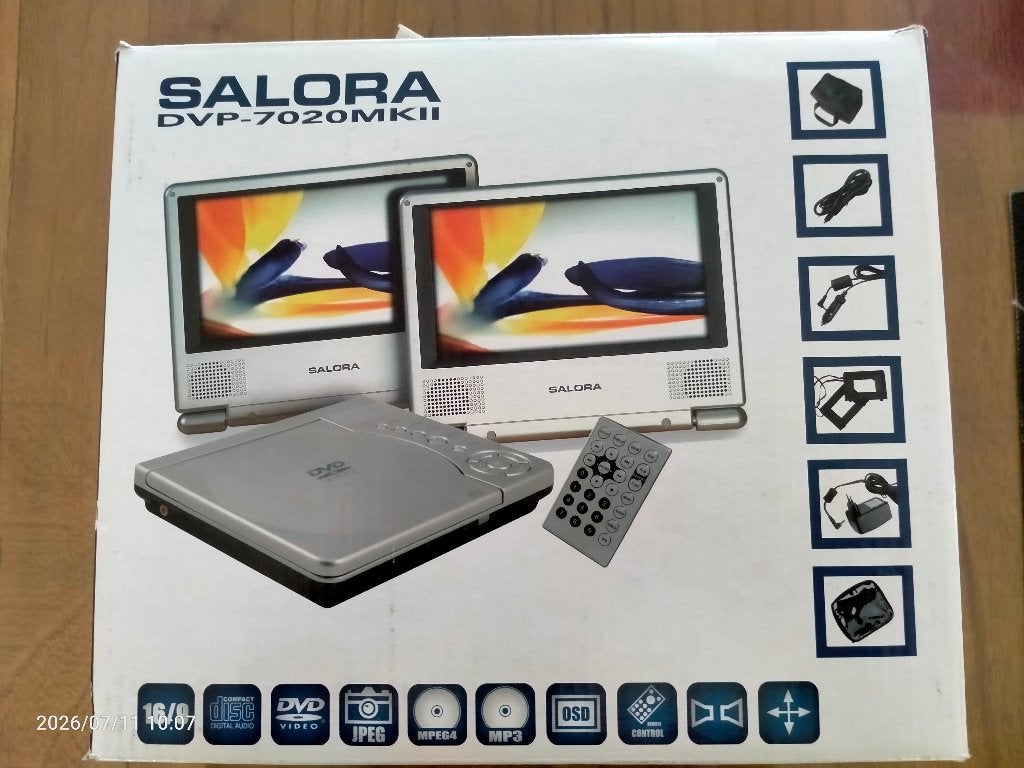 Salora DVP-7020MKII Draagbare DVD-speler met 2 schermen, Gebruikt, Draagbaar, Ophalen, Overige merken