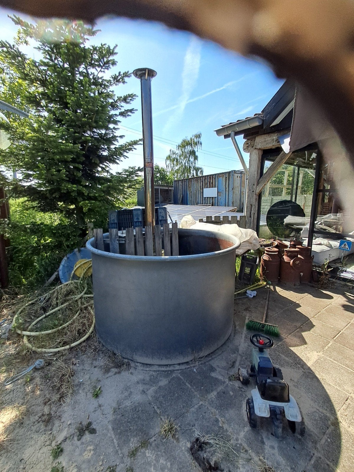 Hottub met houtkachel - Zelfbouw project, Ophalen, Gebruikt, Filter, Vast