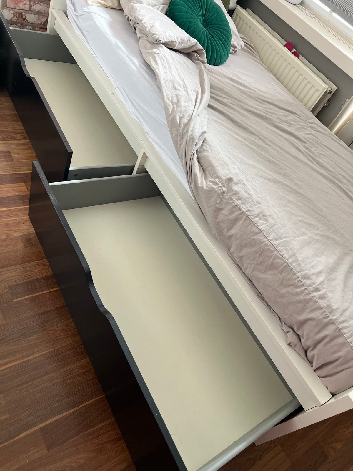 Eenpersoonsbed met opberglades - incl matras, Huis en Inrichting, Slaapkamer | Bedden, Ophalen, Gebruikt, 90 cm, Eenpersoons