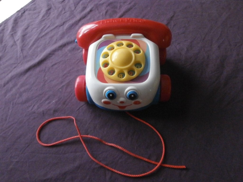 Fisher-Price babyspeelgoed telefoon op wieltje trekspeelgoed, Kinderen en Baby's, Ophalen of Verzenden, Zo goed als nieuw, Duw- of Trekspeelgoed
