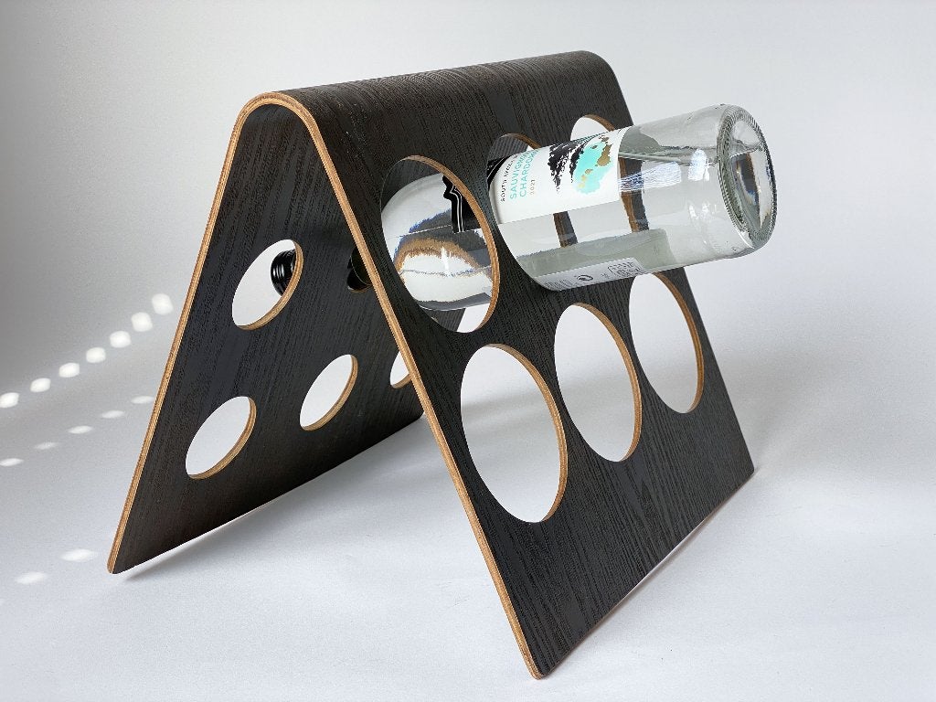 Vintage Wine Rack: Retro 6-Bottle Plywood Design-70S Wijnrek, 5 tot 15 flessen, Ophalen of Verzenden, Zo goed als nieuw, Minder dan 50 cm