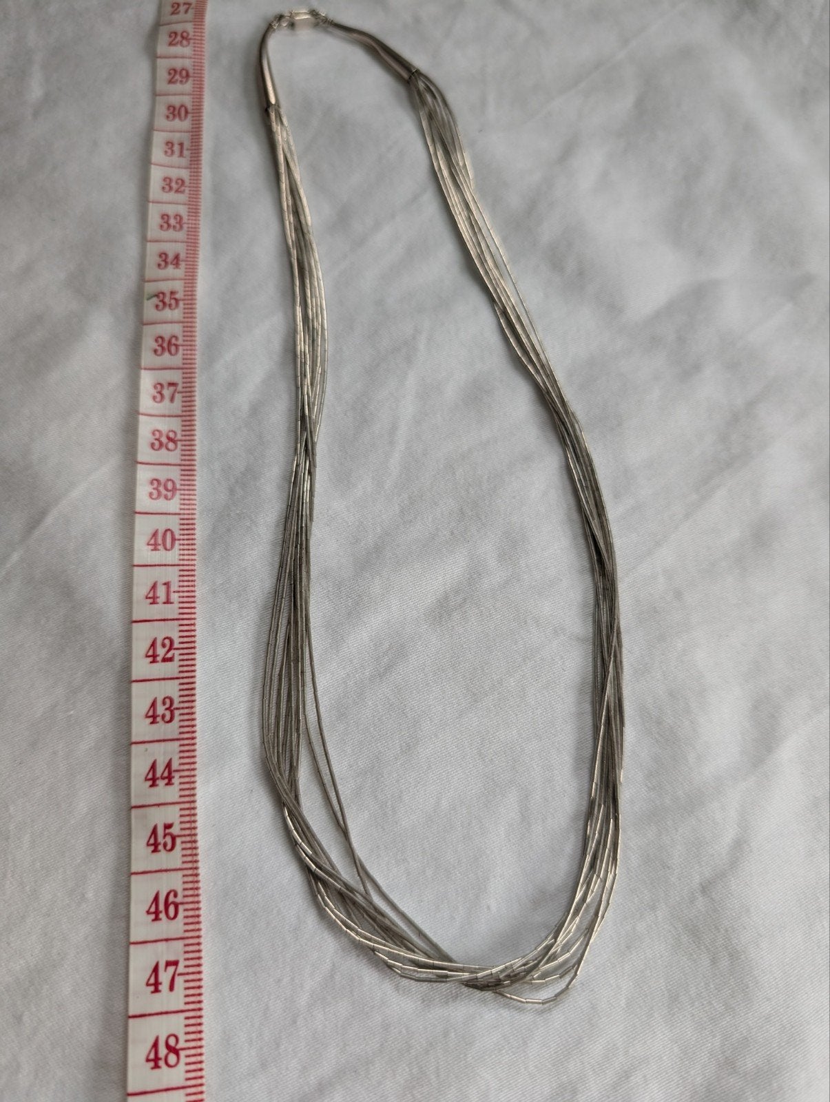 10 strengen liquid silver ketting, Verzenden, Zo goed als nieuw, Zilver, Zilver