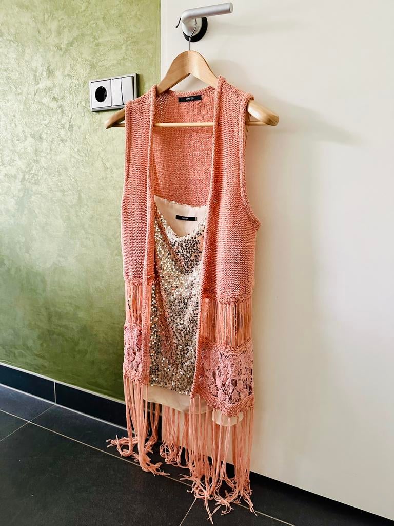 George. Ibiza set top crochet gehaakte gilet maat L XL, Overige typen, Overige kleuren, Maat 46/48 (XL) of groter, Ophalen of Verzenden