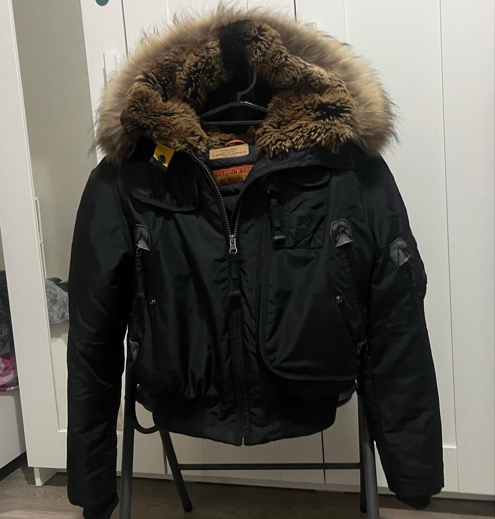 Parajumpers bomberjack met echte bontkraag, Kleding | Dames, Jassen | Winter, Ophalen of Verzenden, Zo goed als nieuw, Zwart