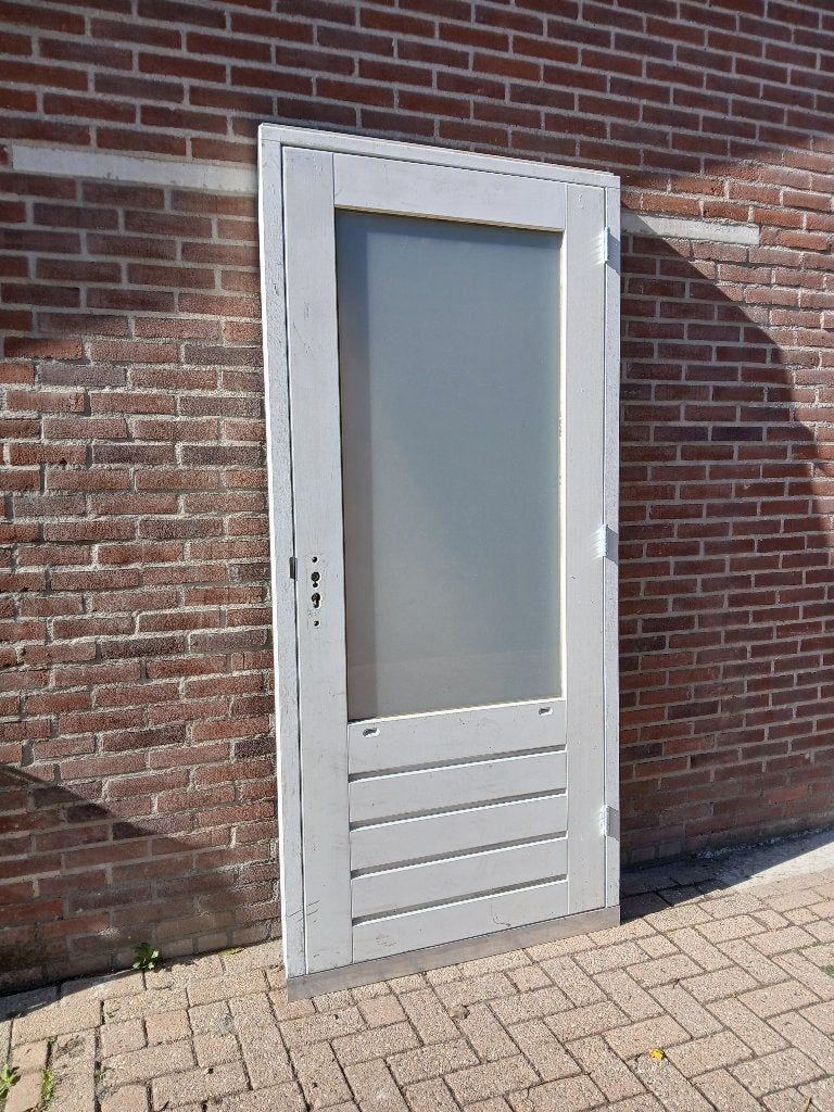 Hardhouten deur met kozijn nieuw (nr6), Ophalen, Nieuw, Buitendeur, 200 tot 215 cm
