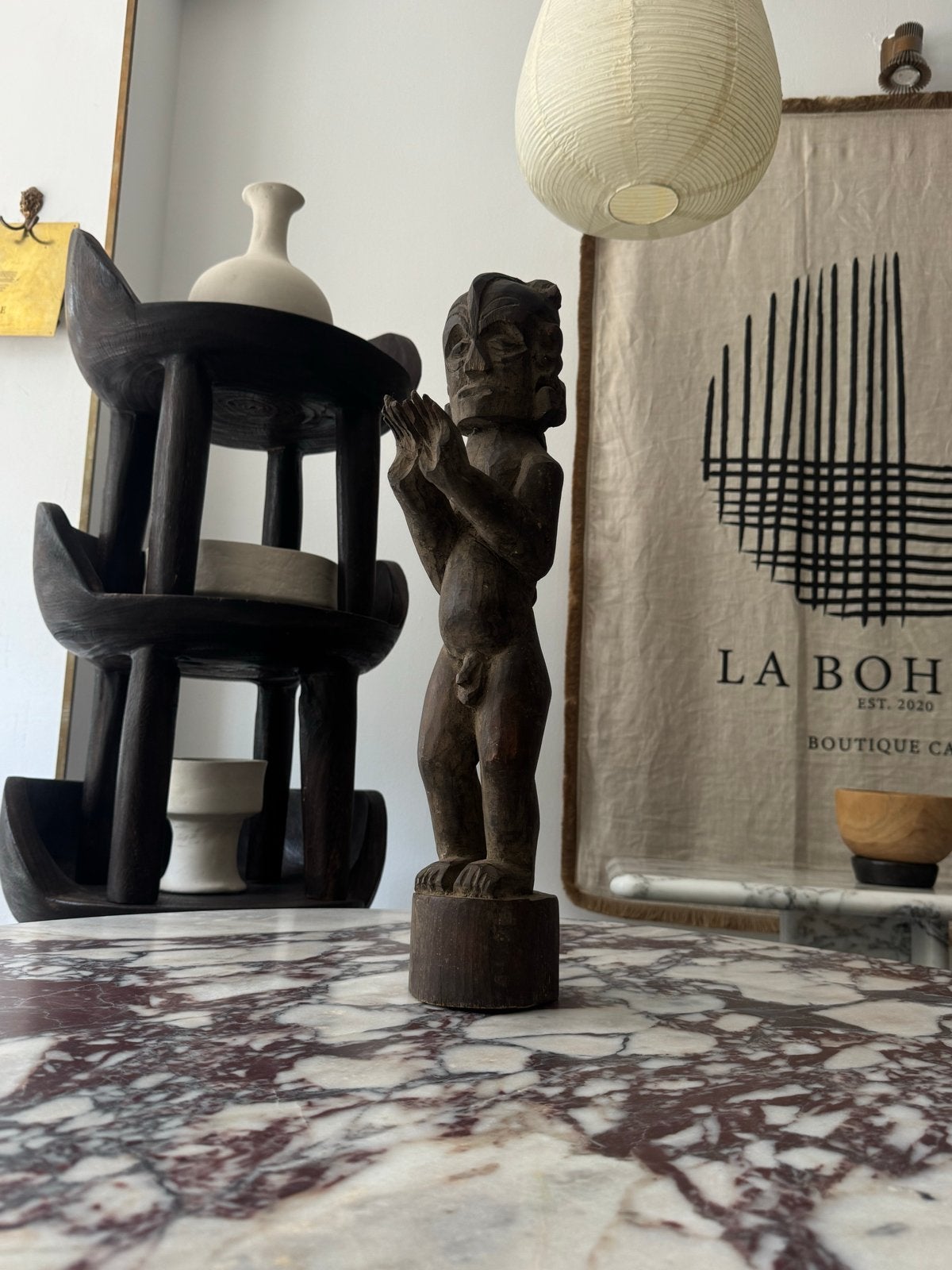 Vintage Houten Beeldje - Afrikaanse Kunst, Antiek en Kunst, Kunst | Niet-Westerse kunst, Beeld, Afrika, Hout, Bruin, Gesneden