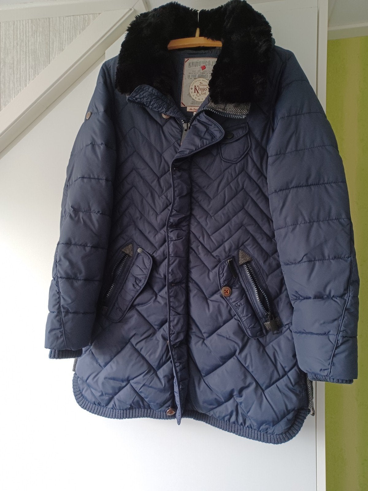 Nieuwe Khujo winterjas met afritsbaar bontkraagje en capucho, Blauw, Maat 42/44 (L), Khujo, Nieuw