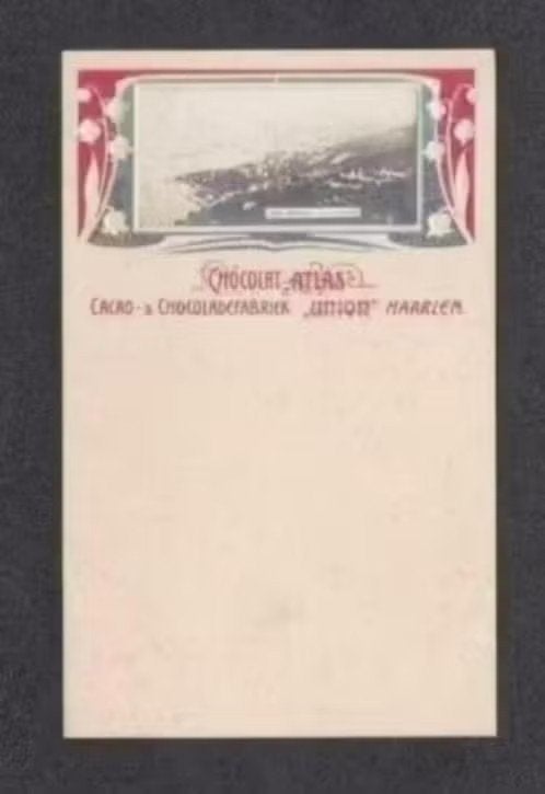 Haarlem Cacao Chocoladefabriek Union Chocolat Atlas Reclame., Ophalen of Verzenden, Voor 1920, Ongelopen, Noord-Holland