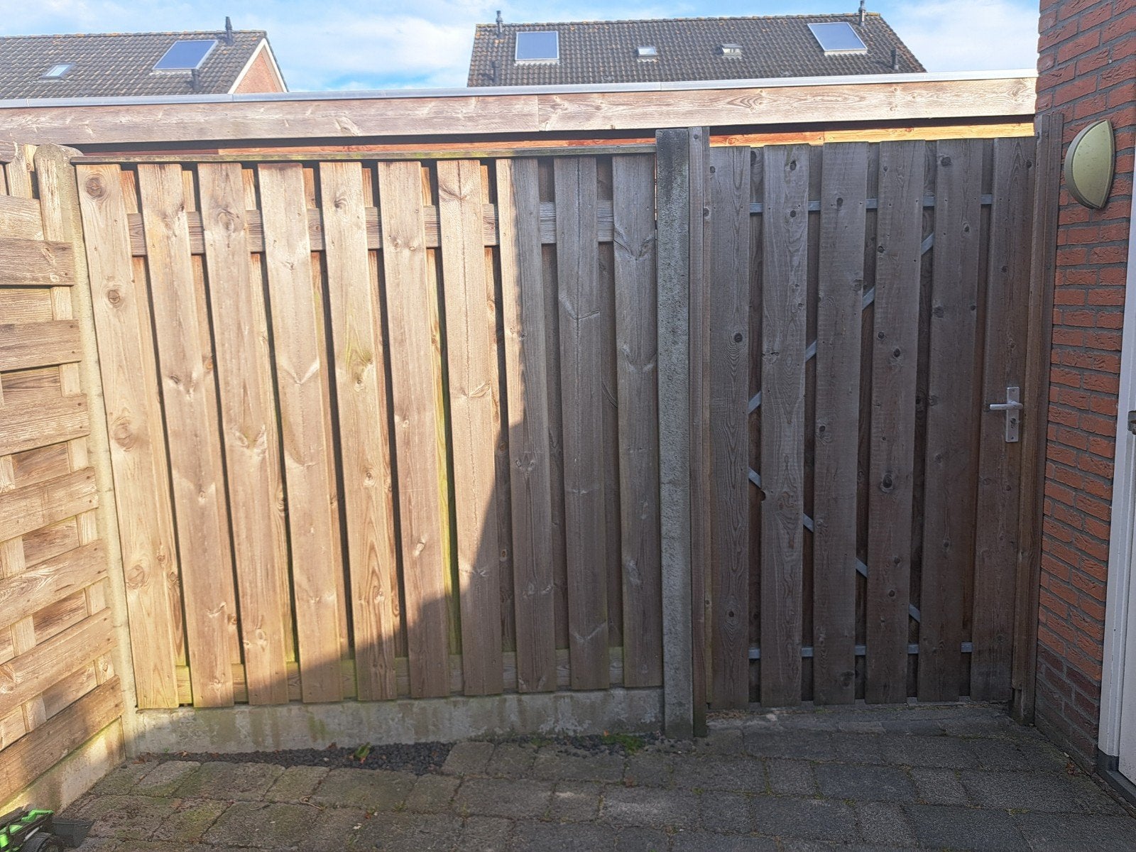 Schutting deur en 1 paneel, Tuin en Terras, Schuttingen, Ophalen, 1 tot 2 meter, Minder dan 3 meter, Zo goed als nieuw