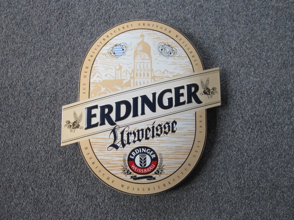 ERDINGER EMAILLE RECLAMEBORD, Ophalen, Zo goed als nieuw, Reclamebord, Plaat of Schild, Overige merken