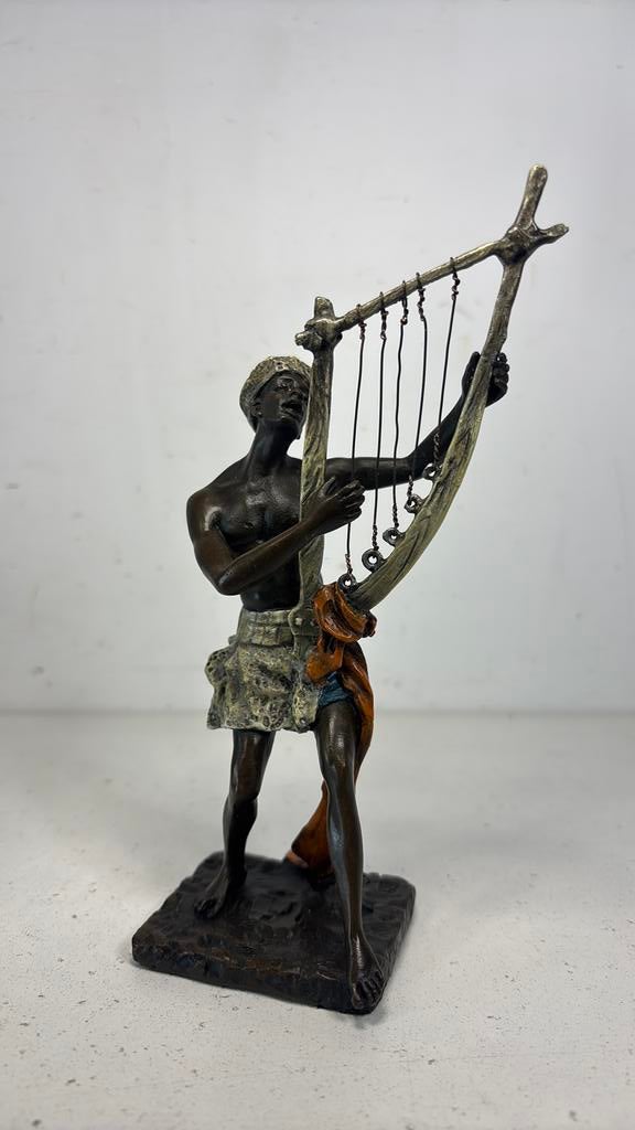 Arabier met harp - brons, Ophalen of Verzenden, Zo goed als nieuw