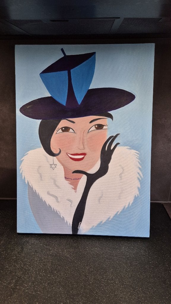 Schilderij op canvas Vrouw, Belle Epoque, jaren 20, S47, Tweedehands verkoop, Tweedehands verkoop, Gebruikt, Ophalen of Verzenden