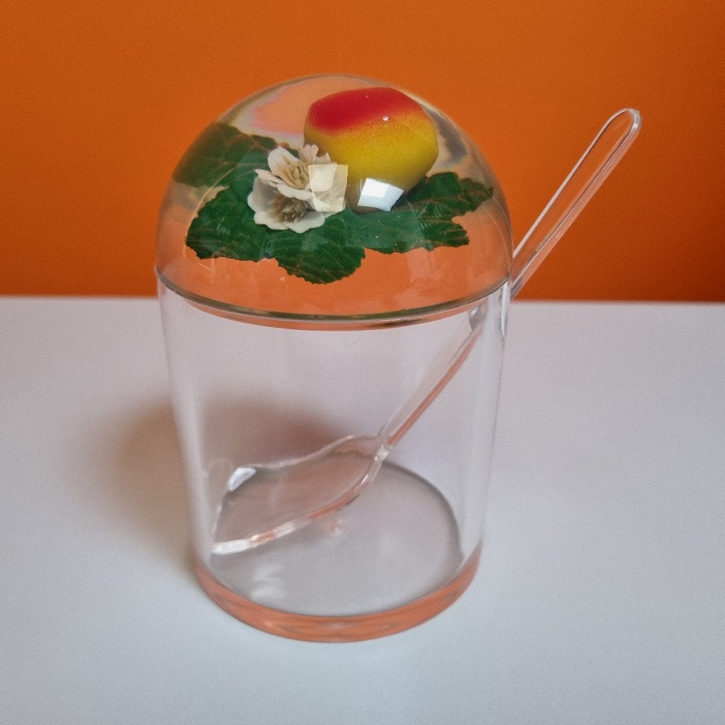 vintage lucite jampot of suikerpot met lepeltje 70s, Ophalen of Verzenden