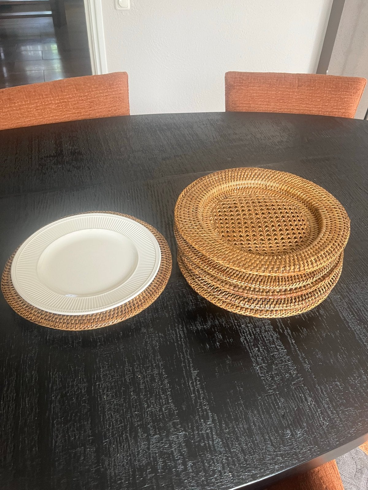 6 Rotan Onderborden - Zeer Goede Staat, Huis en Inrichting, Keuken | Servies, Ophalen, Overige materialen, Zo goed als nieuw, Bord(en)