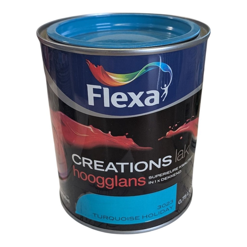 Flexa Creations Hoogglans Turquoise Holiday 0,75L – nieuw, Doe-het-zelf en Verbouw, Verf, Beits en Lak, Blauw, Nieuw, Ophalen of Verzenden